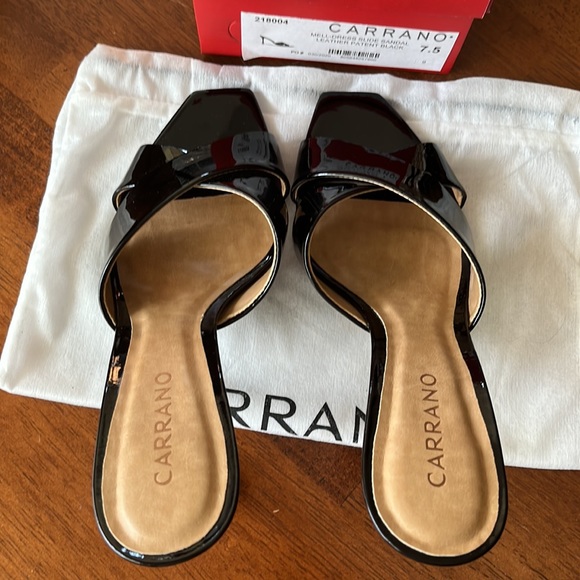 NIB Carrano Black Patent Leather Mell-Dress Slide Sandals US 7.5 - Picture 3 of 7